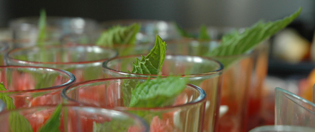 verrine thon, pêche et menthe